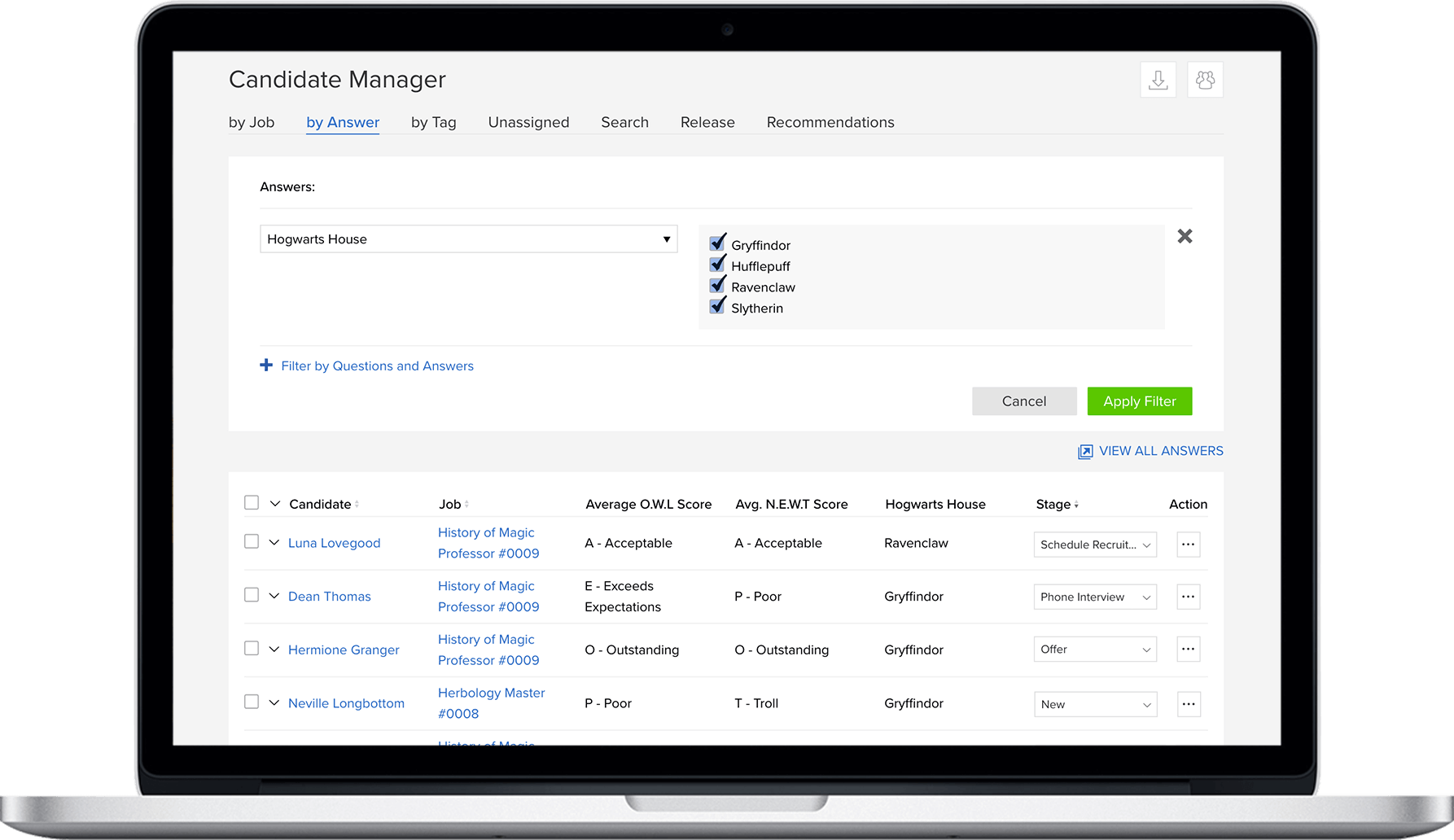 JobScore candidate manager dashboard to hire better